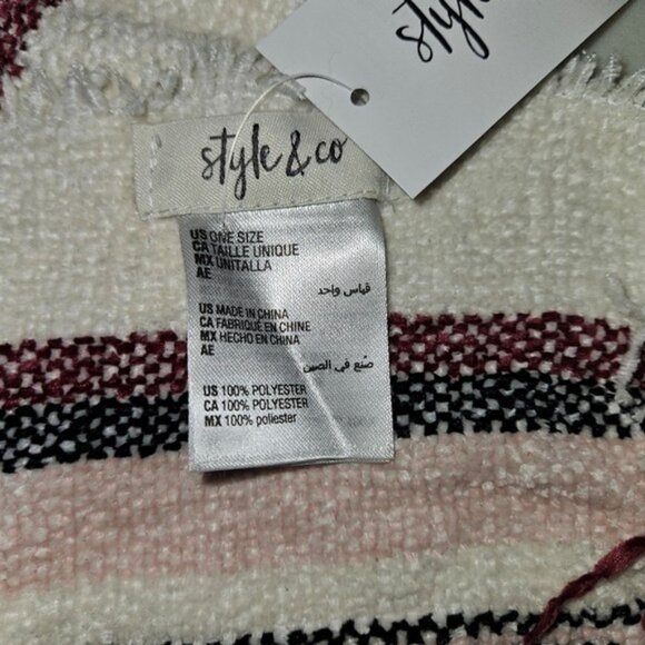 Style and Co Chenille Plaid Fringe Trim Scarf NWT - Picture 2 of 3